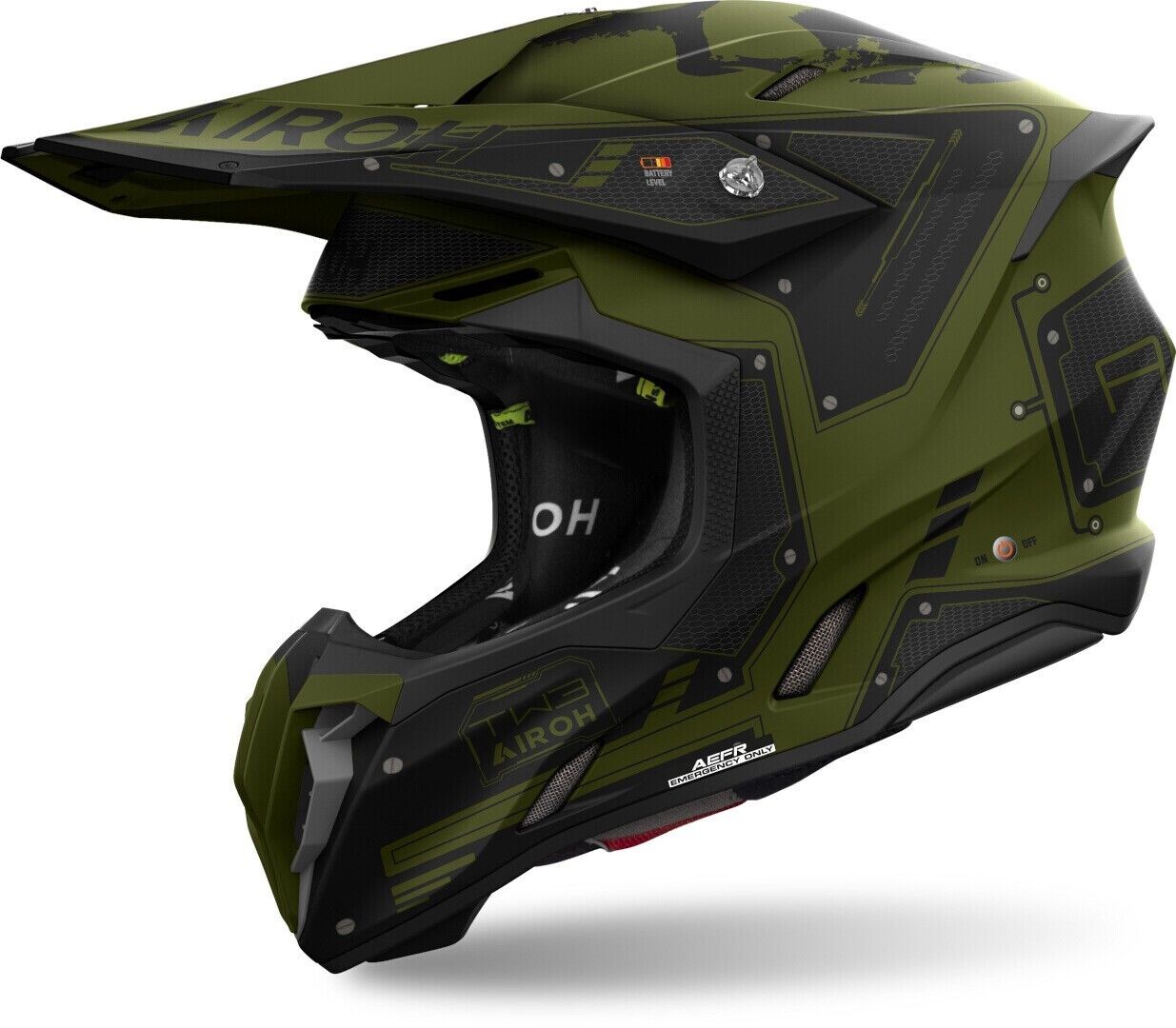 CASCO HELMET MOTO CROSS ENDURO AIROH TWIST 3 MILITARY MATT GREEN BLACK 2206 T XS