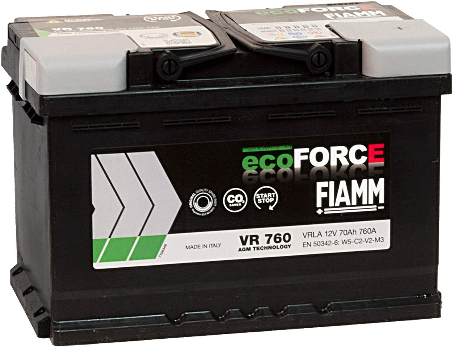 BATTERIA AUTO FIAMM VR760 ecoFORCE AGM START&STOP 70Ah 760A 278x175x190