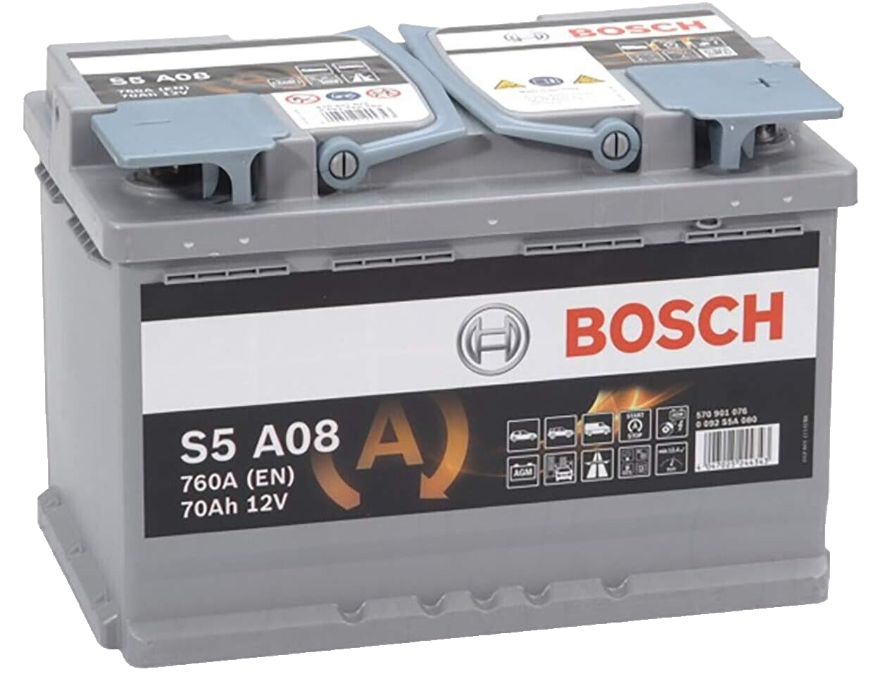 BOSCH BATTERIA S5A08 70AH 760A BOSCH +DX AGM START&STOP 278x175x19 mm
