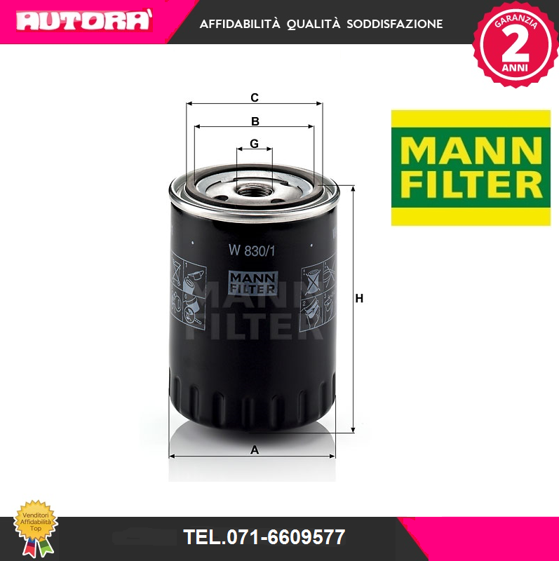 W8301 Filtro olio (MARCA MANN)
