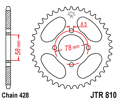 Corona a 41 denti in Acciaio JT Sproket JTR810.41 Passo 428