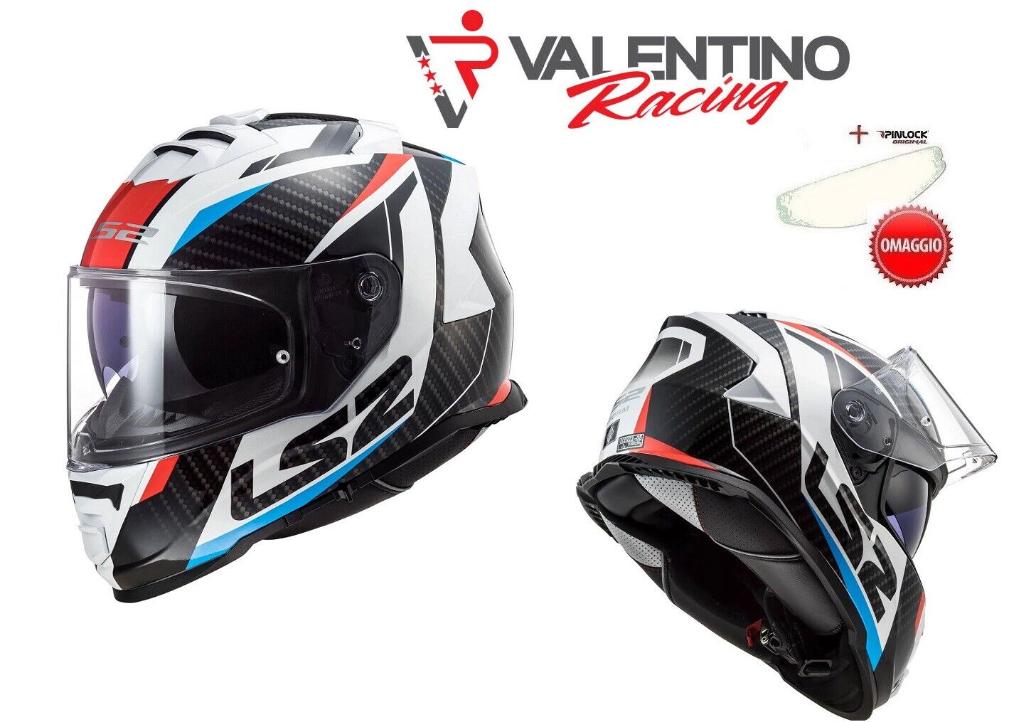 CASCO LS2 FF800 STORM II RACER RED BLUE TG. L con visiera parasole + PINLOCK