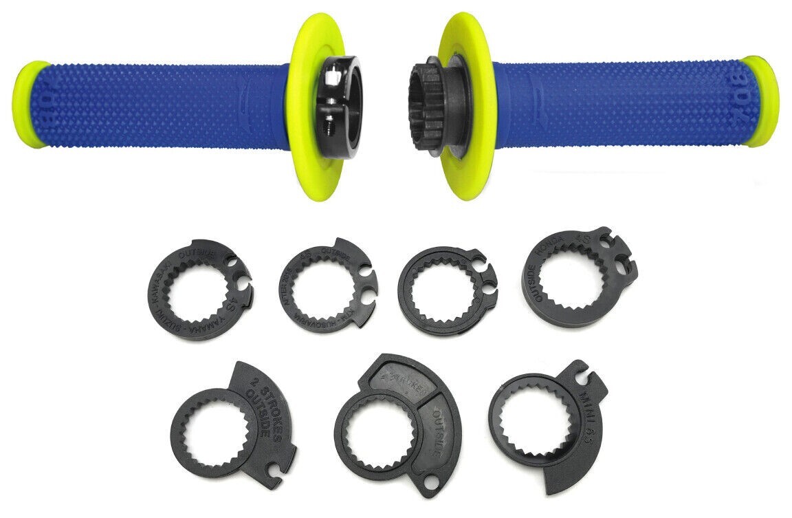 Manopole Cross PROGRIP 708 Lock-On Moto Scooter PitBike Enduro Motard Blu Giallo