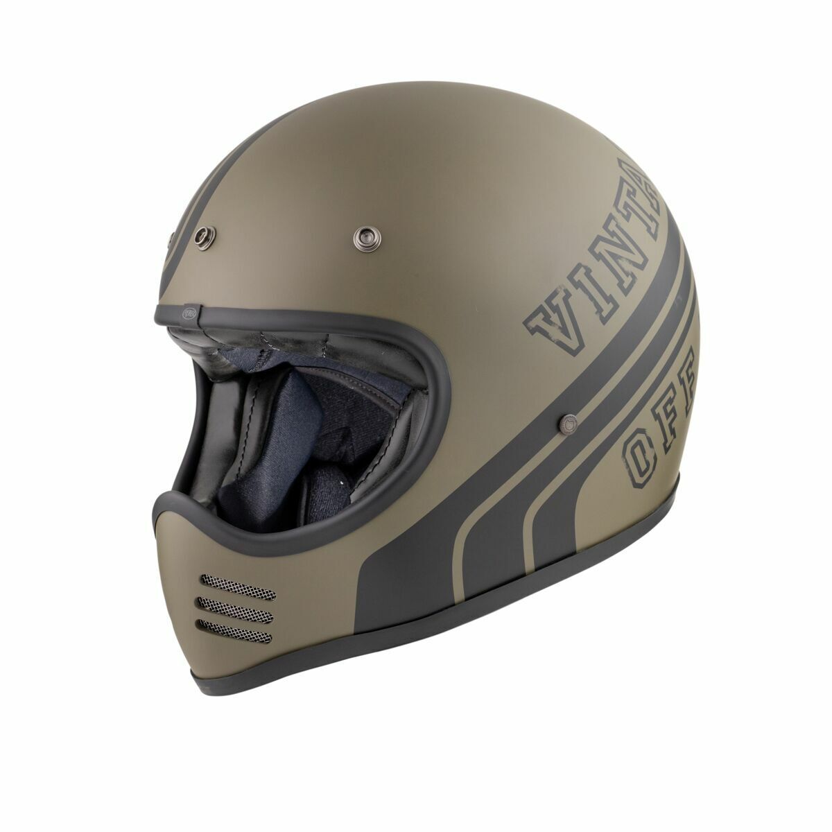 CASCO INTEGRALE CROSS VINTAGE IN FIBRA MX BTR MILITARY GREEN BM PREMIER SIZE S