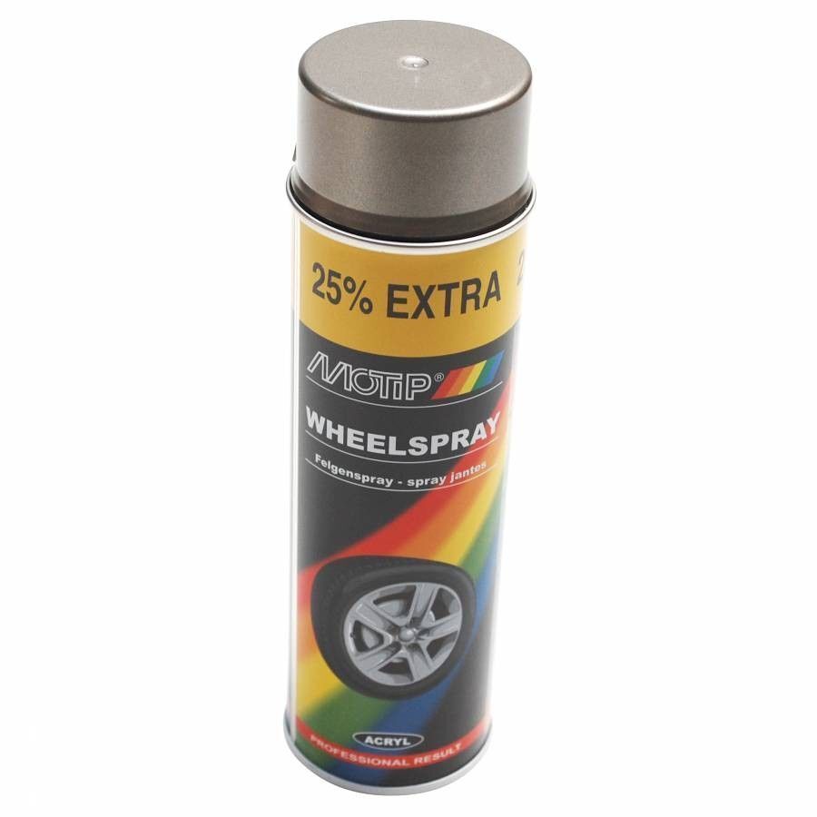 Bombe de peinture motip pro acrylique jantes acier aerosol 500ml (04010)