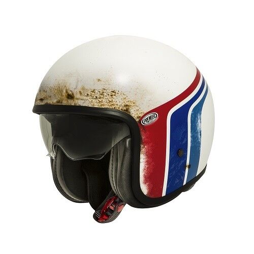 CASCO HELMET JET IN FIBRA VINTAGE EVO BTR 8 BM BIANCO OPACO PREMIER SIZE XL