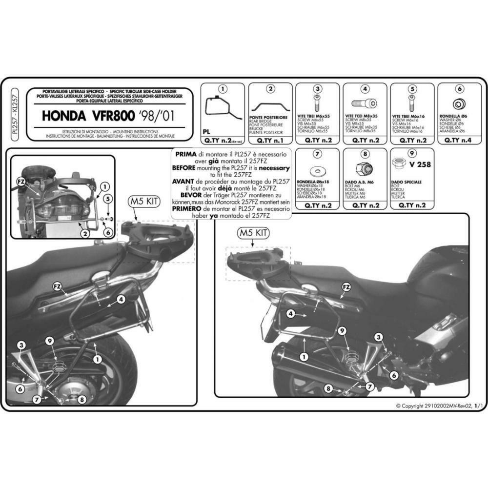 PORTAVALIGIE LATERALE FOR HONDA VFR 800 1998-2001