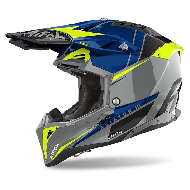 CASCO HELMET CROSS AVIATOR 3 PUSH  BLU AIROH SIZE L