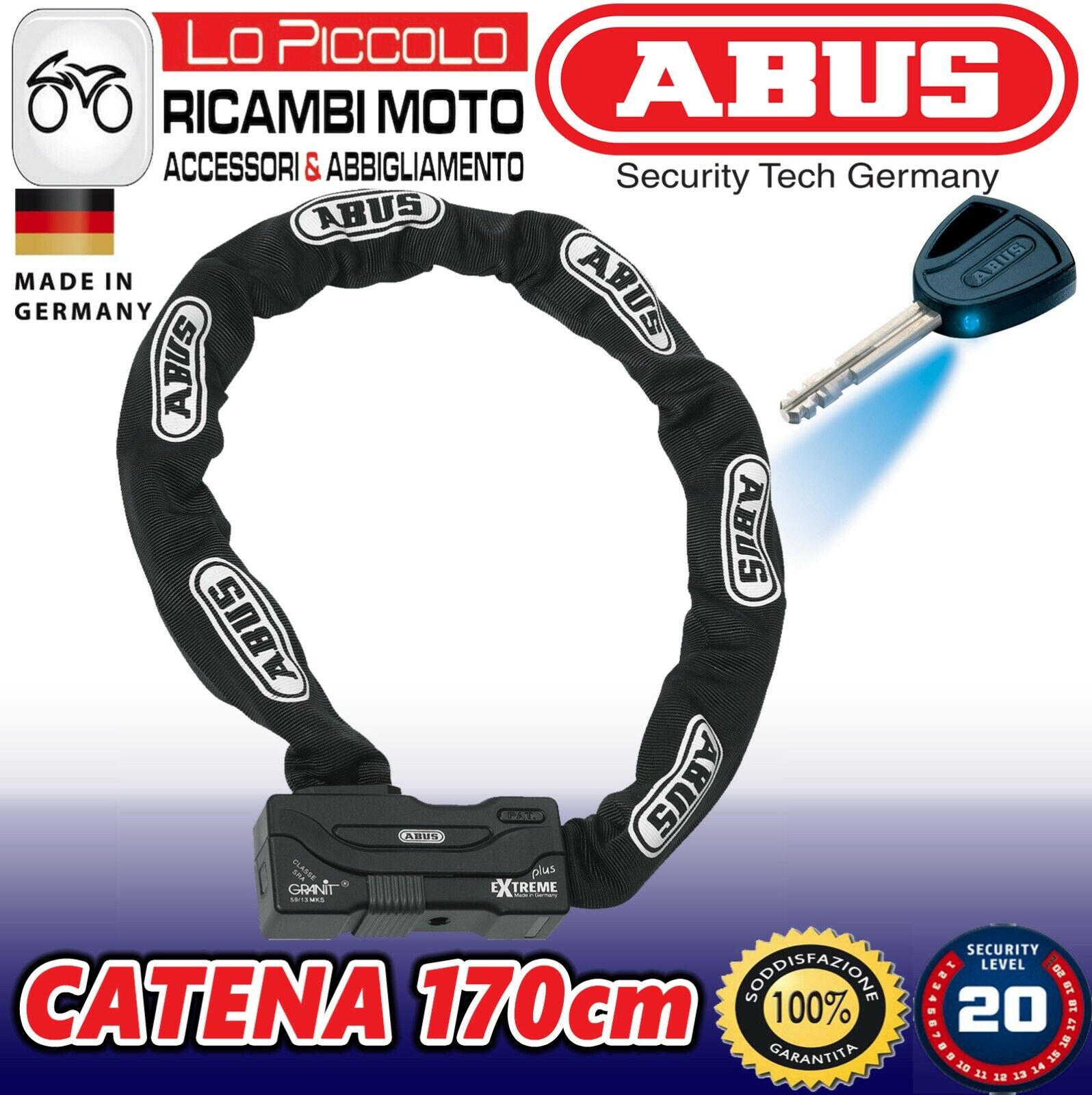 ABUS CATENA ANTIFURTO ACCIAIO CEMENTATA GRANIT EXTREME PLUS 59 170 CM CHAIN