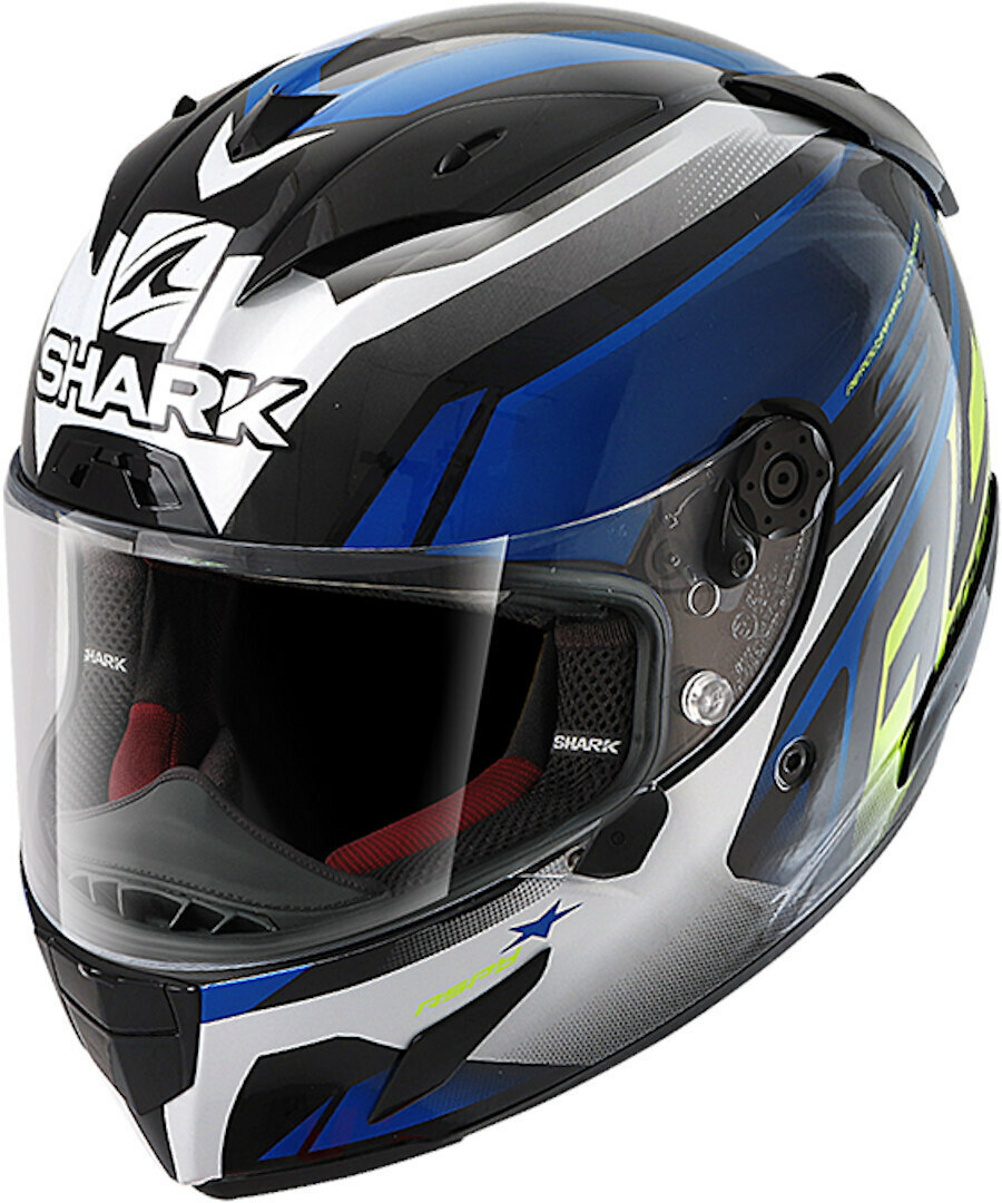 CASCO HELMET MOTO FIBRA TOP RACING SHARK RACE-R PRO ASPY BLU GIALLO FLUO TG L