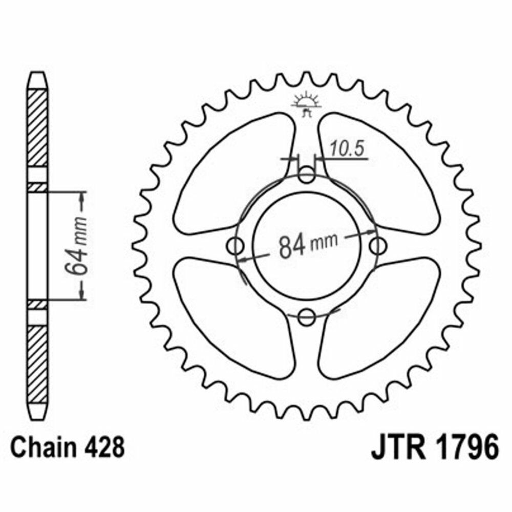CORONA DI TRASMISSIONE ACCIAIO JT SPROCKETS 51 DENTI JTR1796.51
