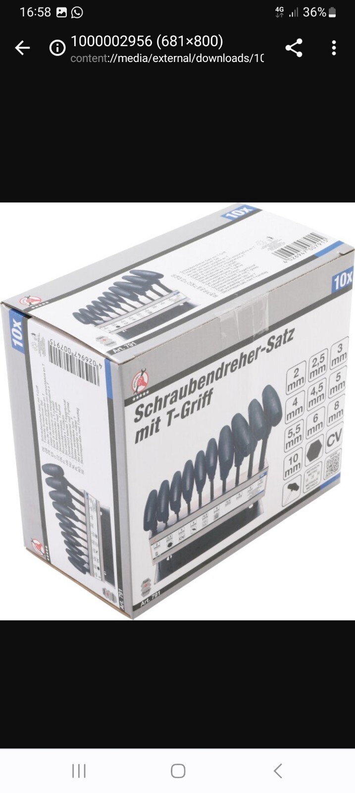 BGS INNEN-6-KANT SCHRAUBENDREHER SATZ 10-tlg. mit T-GRIFF INNENSECHKANT 2-10mm