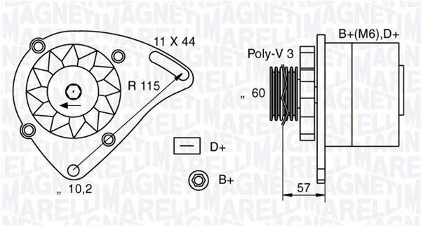 MAGNETI MARELLI 063321173010 - Alternatore 12V 65A