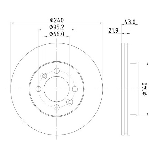 Discofreno Hella Pagid 8DD 355 101-901 per Rover Reliant Assale Anteriore