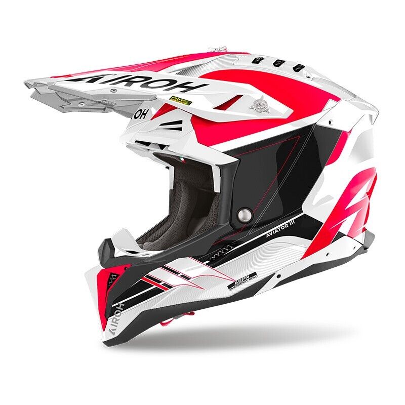 CASCO HELMET CROSS AVIATOR 3 SABER ROSSO AIROH SIZE XL
