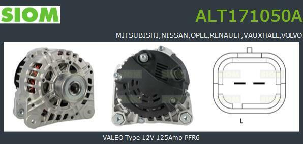 ALTERNATORE 12V 125Amp PFR6 ALTERNATORE OPEL 12V - 125 A6 GOLE