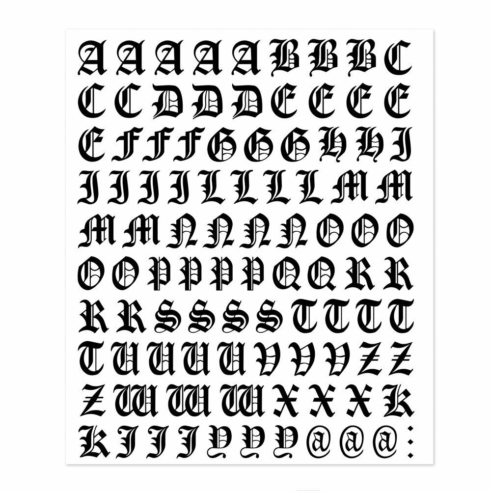 Kit Lettere Adesive Componibili Gotic Colore Nero