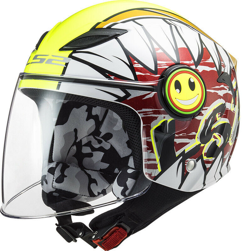 CASCO HELMET JET KIDS  OF602 FUNNY CRUNCH  BIANCO GIALLO  LS2 SIZE M
