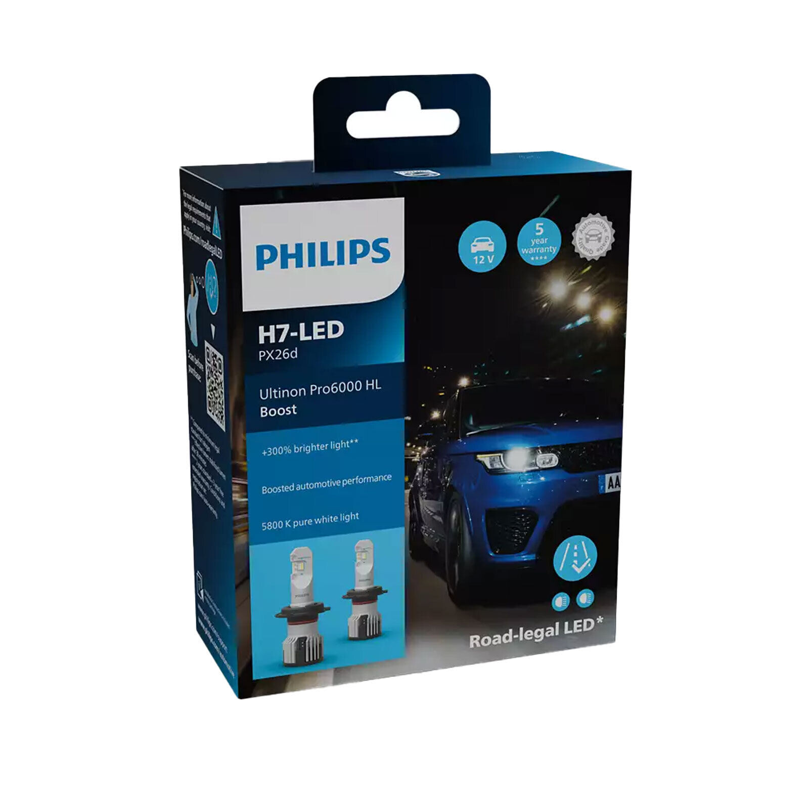 KIT LAMPADINE PHILIPS H7 LED ULTINON PRO6000 BOOST 5800 KELVIN