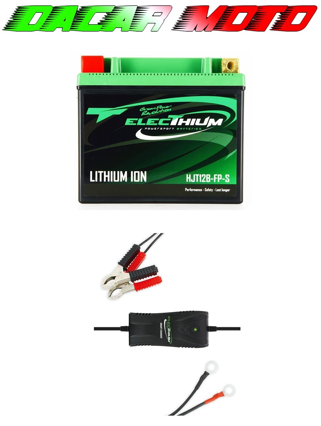 KIT CARICATORE MANTENITORE DI CARICA+BATTERIA al litio electhium hjt12b-fp-s