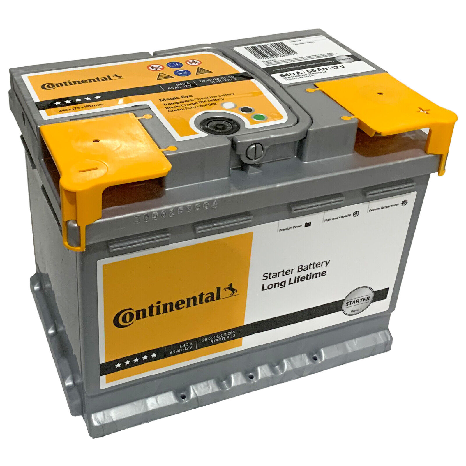 BATTERIA AUTO CONTINENTAL 65AH 640A di spunto 12V +DX = BOSCH S4 005 60Ah
