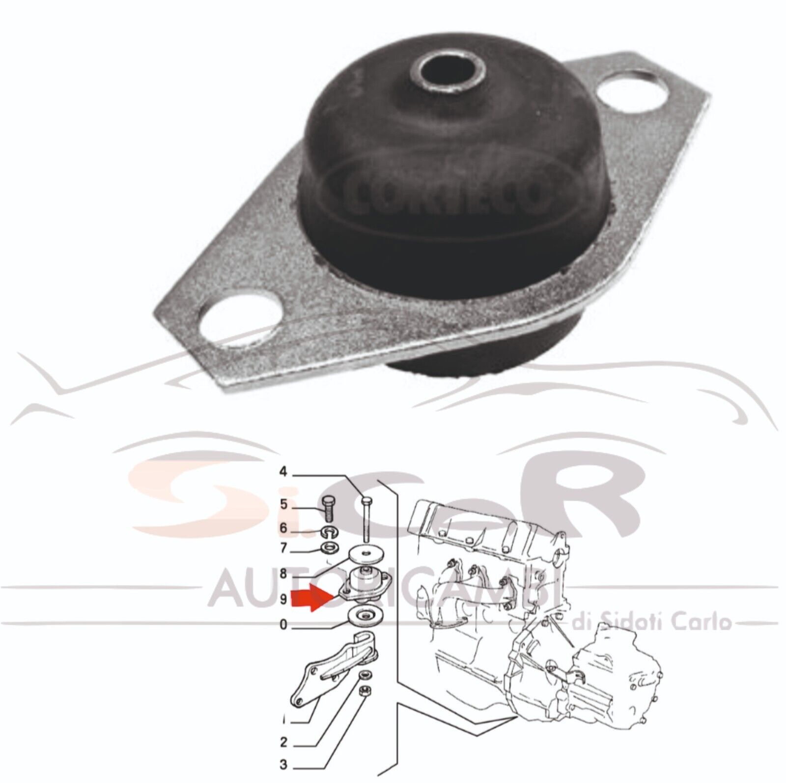 SUPPORTO POSTERIORE CAMBIO ADATTO PER FIAT PANDA 4X4 1° SERIE 141A FORO DA 10