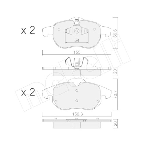 Kit Pastiglie Freno Freno A Disco Metelli 22-0540-4 per Fiat Assale Anteriore