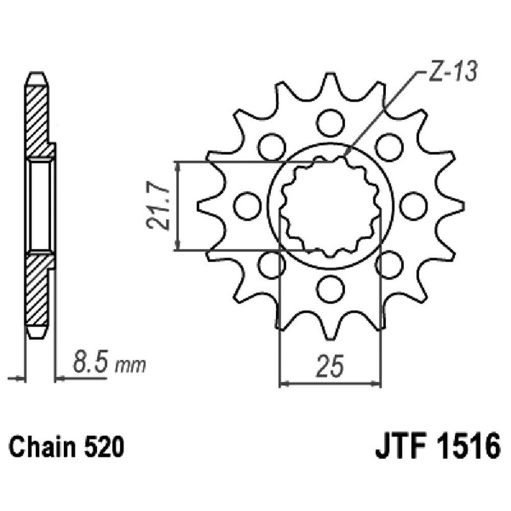 PIGNONE DI TRASMISSIONE ACCIAIO JT SPROCKETS 16 DENTI JTF1516.16