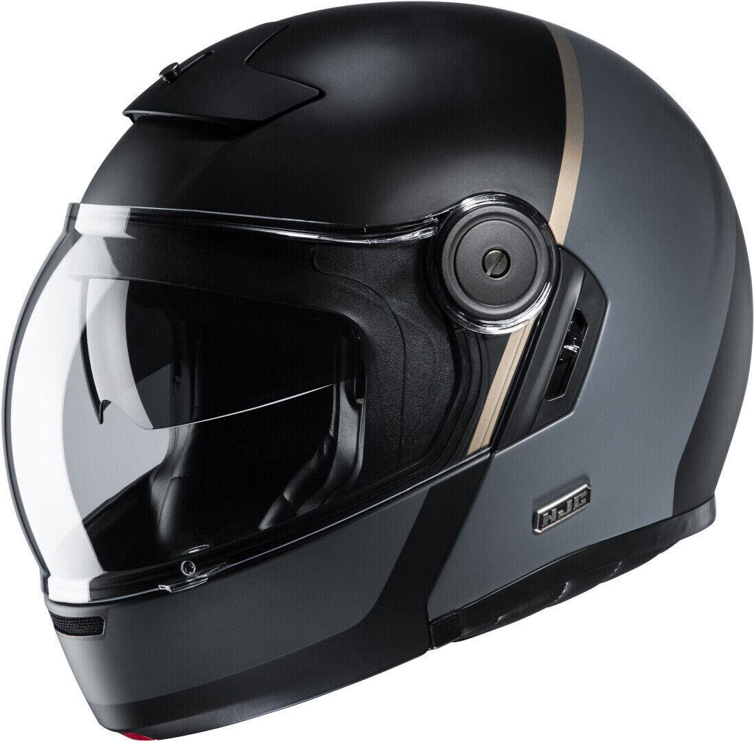 CASCO VINTAGE HELMET MODULARE APRIBILE HJC V90 MOBIX MC9SF NERO GRIGIO MATT TG S