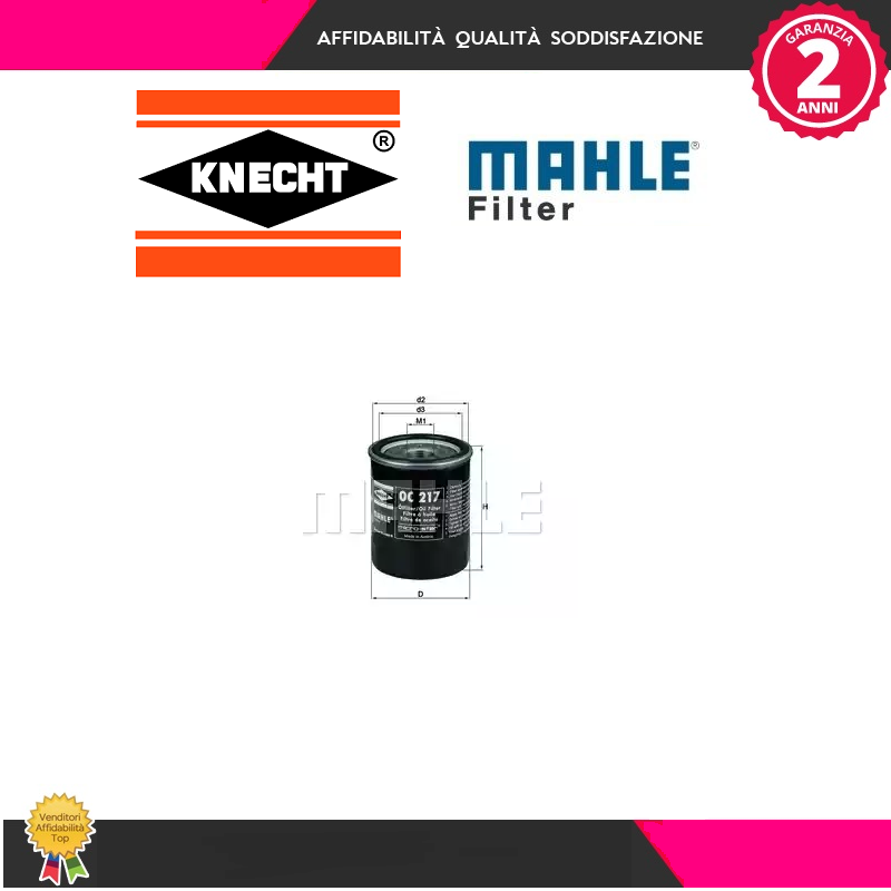 OC217 Filtro olio (MARCA-KNECHT,MAHLE)
