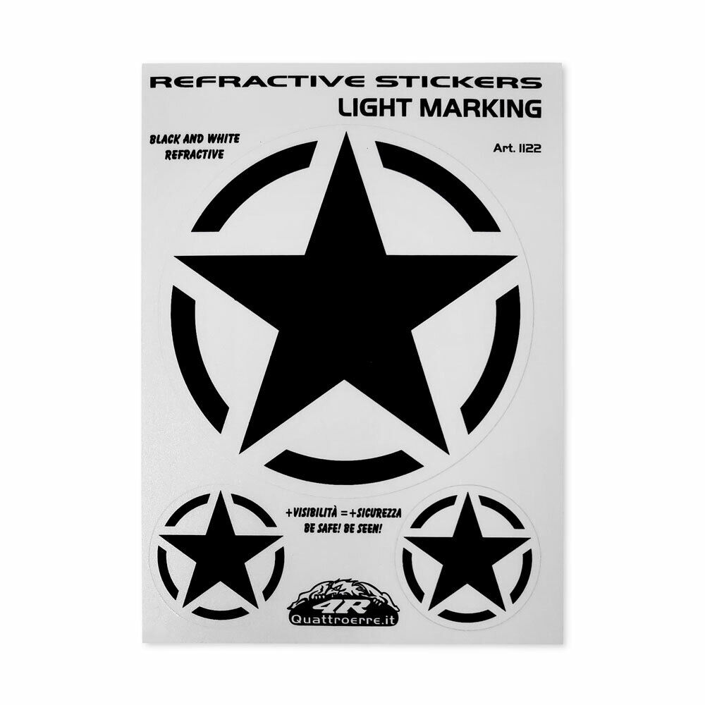 Adesivi Stickers Riflettenti Stella Militare 9 x 13 cm