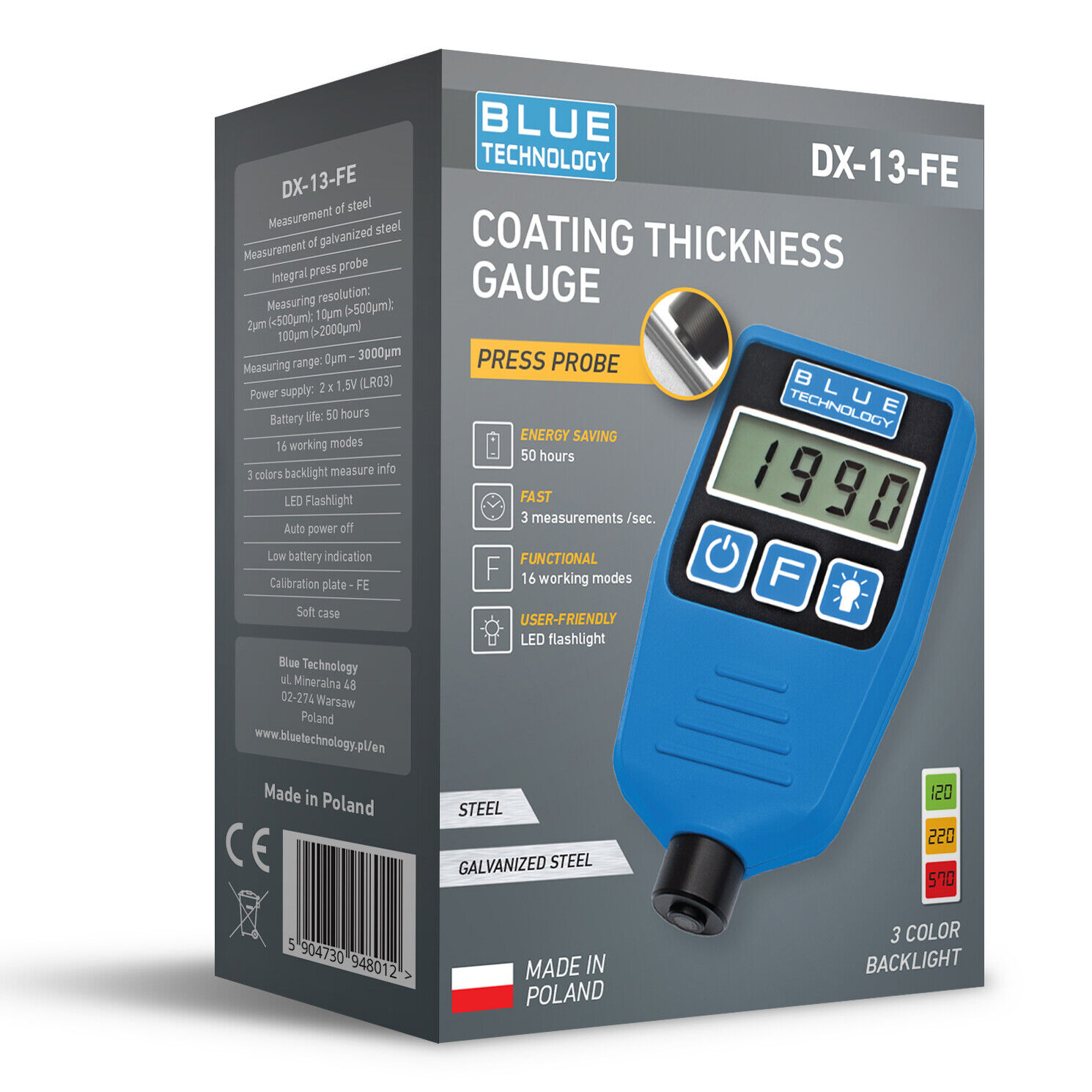 Misuratore Spessore Lackdickenmessgerät Lacksensor DX-13-FE Acciaio Made IN Eu