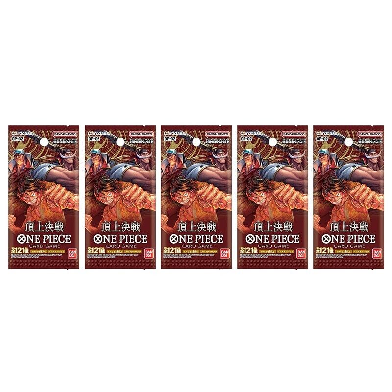 Bandai one piece Gioco di Carte PARAMOUNT Guerra OP-02 Booster 5 Pacco Set TCG
