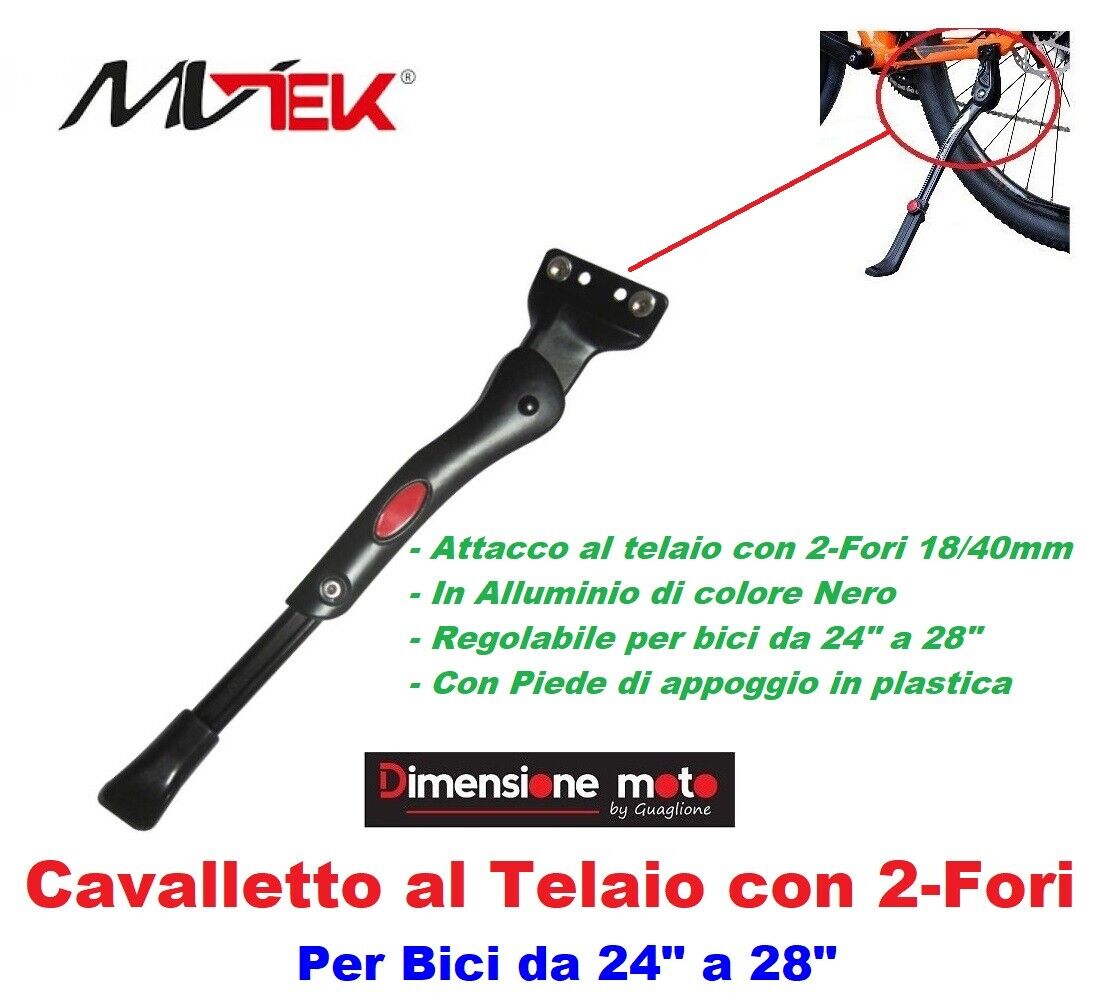0025 Cavalletto in Alluminio Attacco 2-Fori 18/40mm per Bici da 24 a 28 Cruiser
