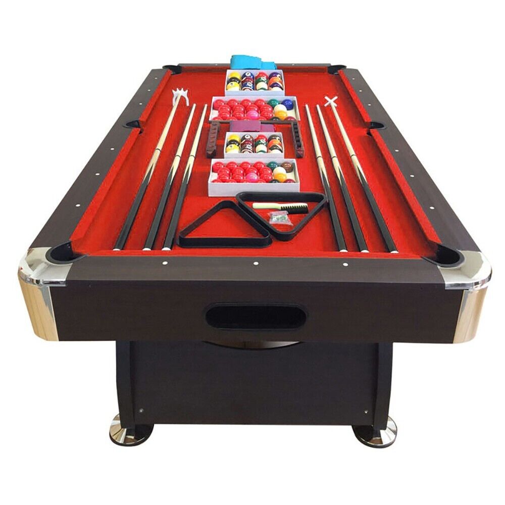 TAVOLO DA BILIARDO 8FT VINTAGE ROSSO + ACCESSORI PER CARAMBOLA - SNOOKER
