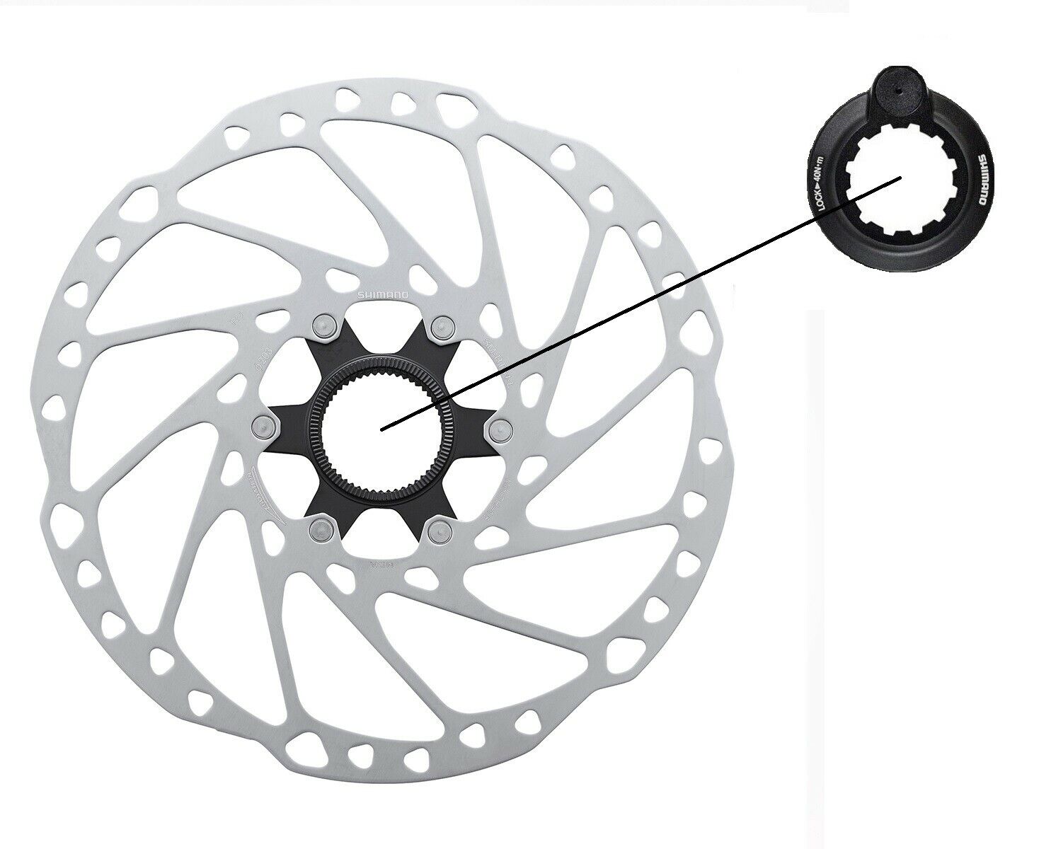 Disco Freni SHIMANO ALTUS SM-RT30 Center-Lock 203mm con Magnete Velocita' E-Bike