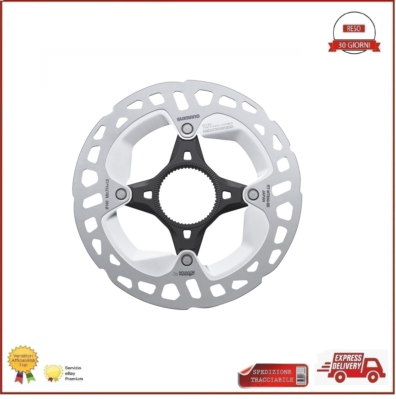 Shimano Disco Freno XT RT-MT800 140mm Center Lock IceTech Freeza Bici Mtb
