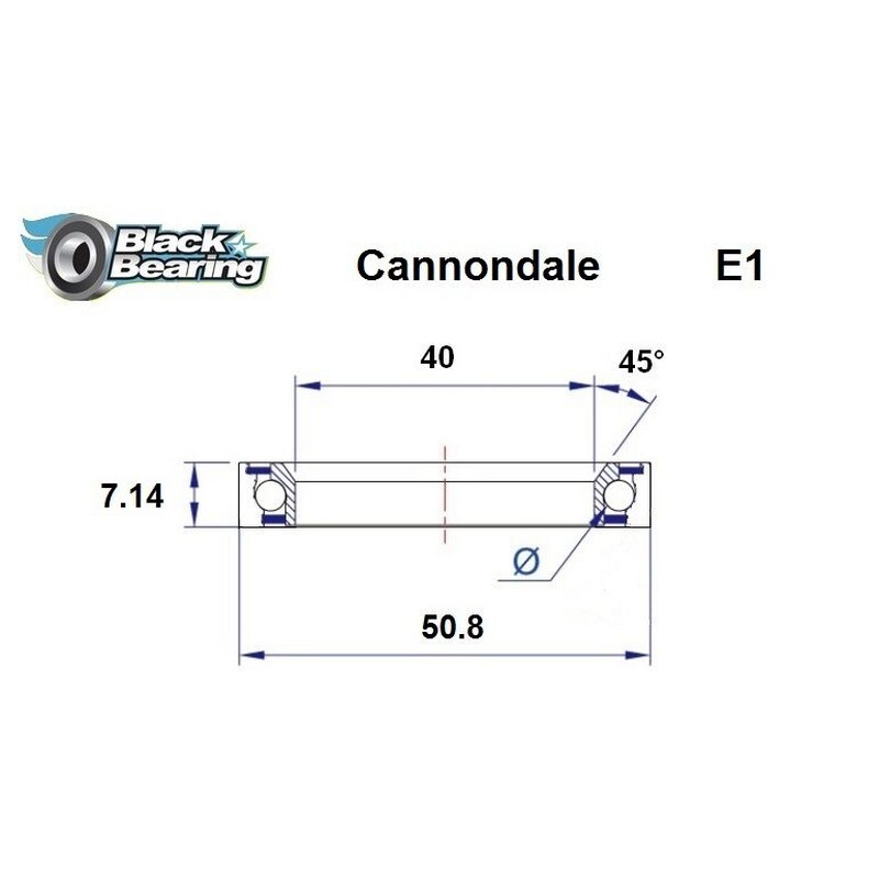 cuscinetto di ricambio sterzo 40x50.8x7.14 45 / 90 cannondale lefty Black Bearin