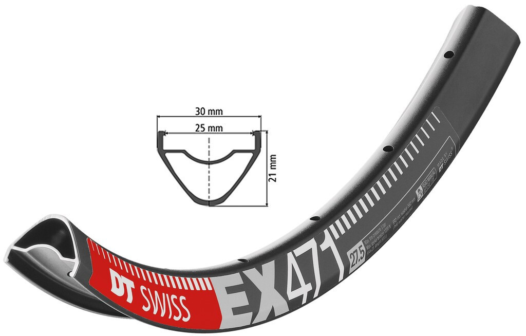 Cerchio DT Swiss EX 471 Nero 27,5" 584-25 VL 6,5mm 28 Fori