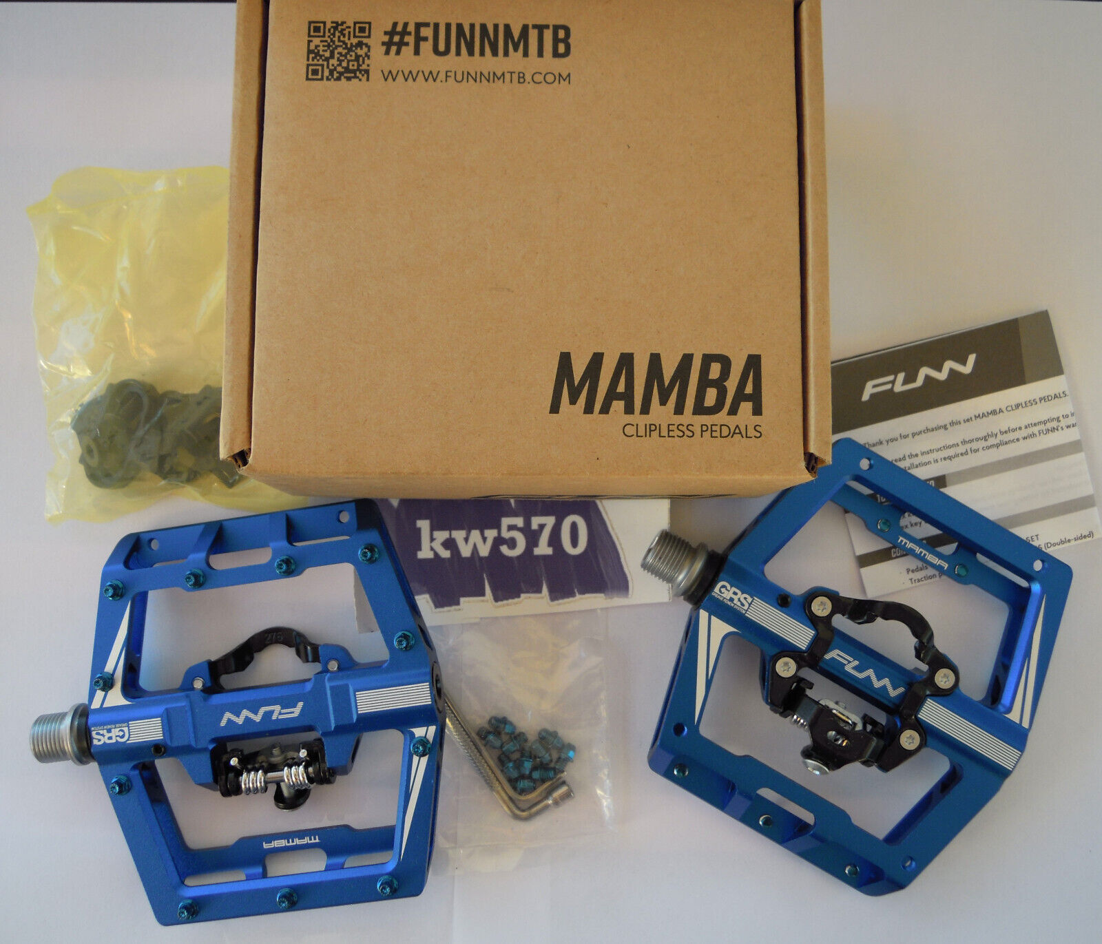 Funn - Pedali sgancio rapido Funn Mamba Blu/Blue One side click/Flat SPD - NEW
