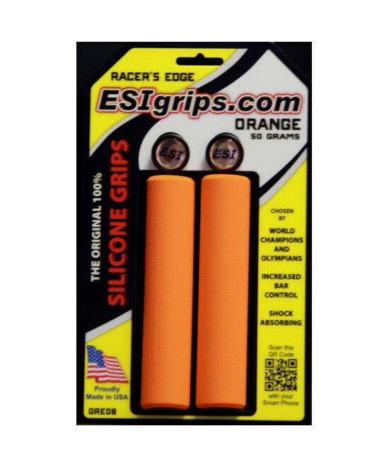 ESI Racers Edge Silicone Manubrio Impugnature Arancione MTB Mountain Mtn XC Am