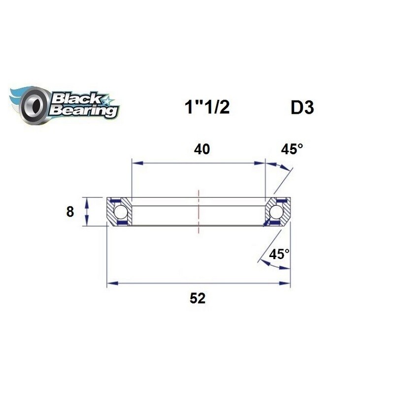 cuscinetto di ricambio sterzo 40x52x8mm 45 / 45 Black Bearing Bici