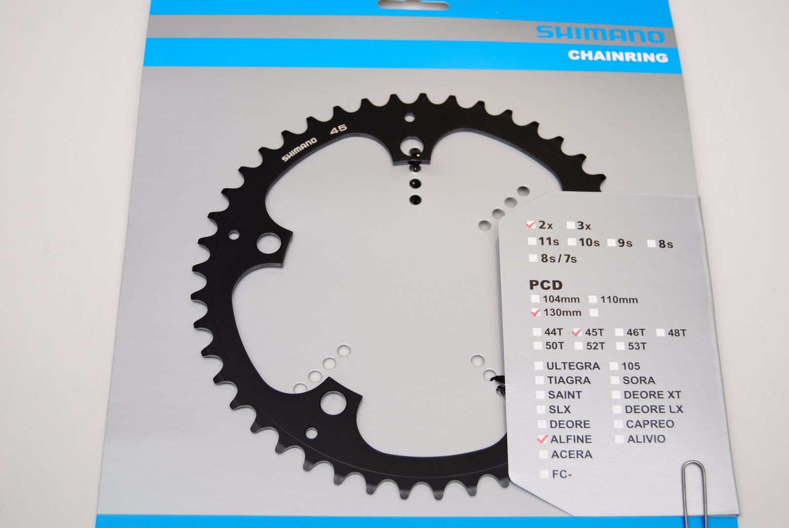 Corona SHIMANO ALFINE 45T Black FC-S5015 2Speed 104mm CHAINRING SHIMANO ALFINE