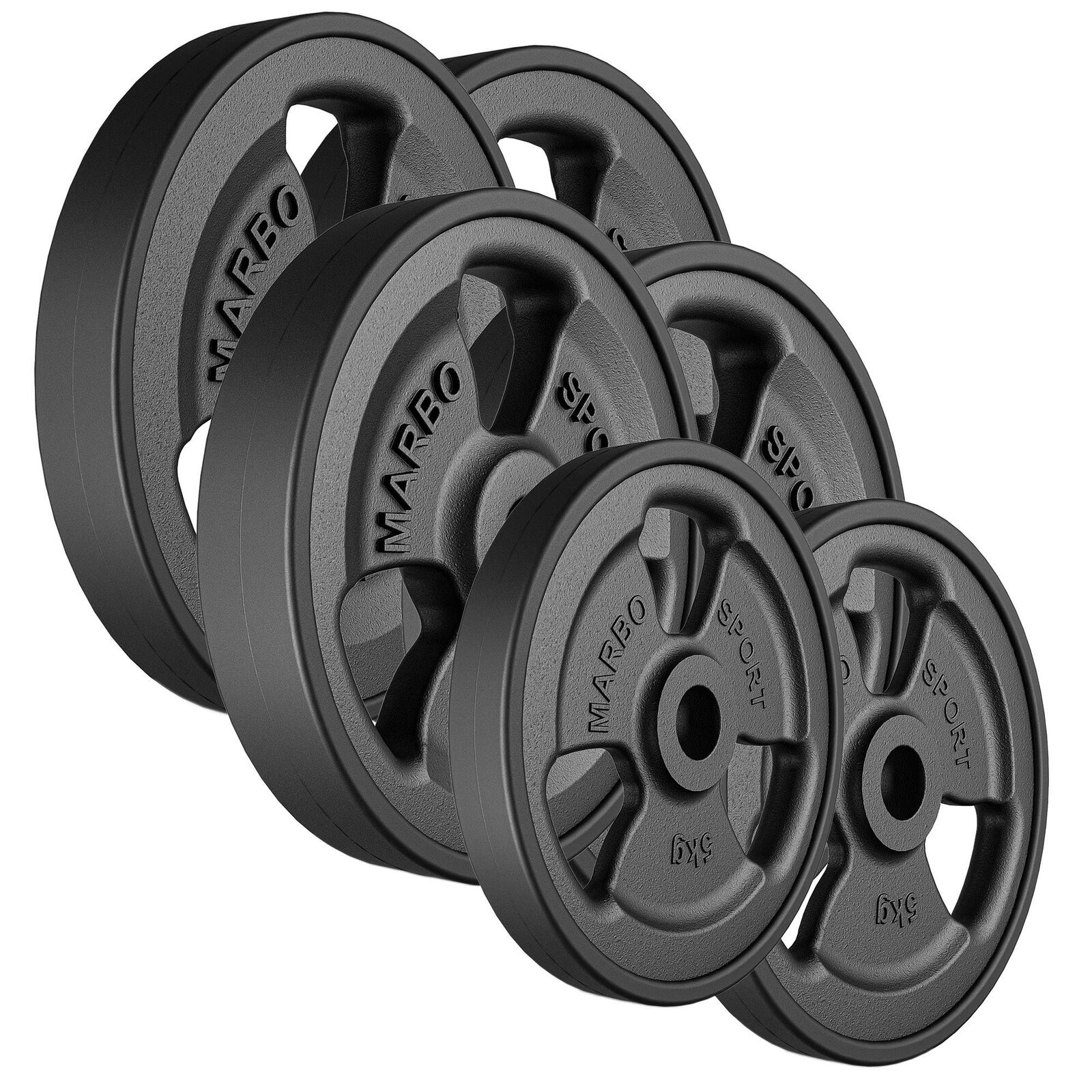 Set di piastre gommate Marbo Sport Tri-Grip 60kg 2x15kg+2x10kg+2x5kg