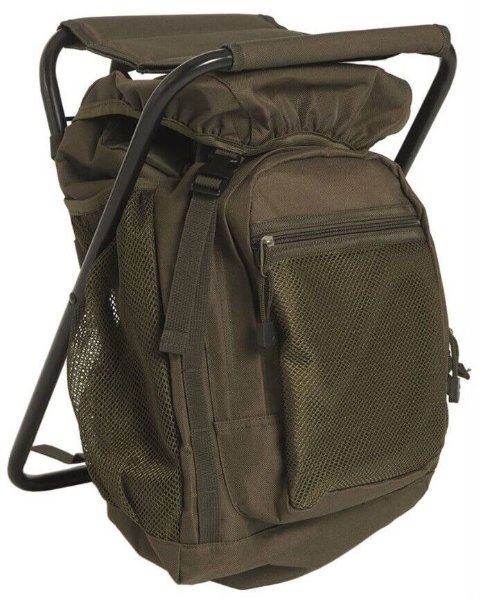 ZAINO VERDE 20 LT CON SEDIA SGABELLO MIL-TEC 14059001 CACCIA PESCA SOFTAIR SCOUT