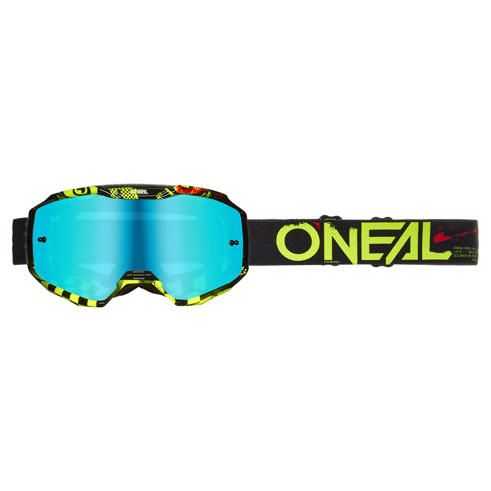 Maschera O'Neal B-10 Attack V.24 colore Black/Neon Yellow - Radium Blue