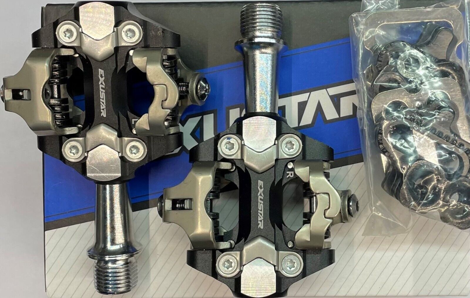 EXUSTAR COPPIA PEDALI MTB E-PM222 CON TACCHETTE