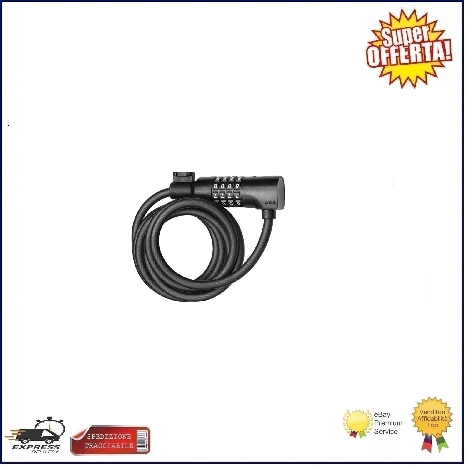 Lucchetto Cavo Antifurto Bici Axa Resolute Chiusura Con Codice 180cm D 8mm