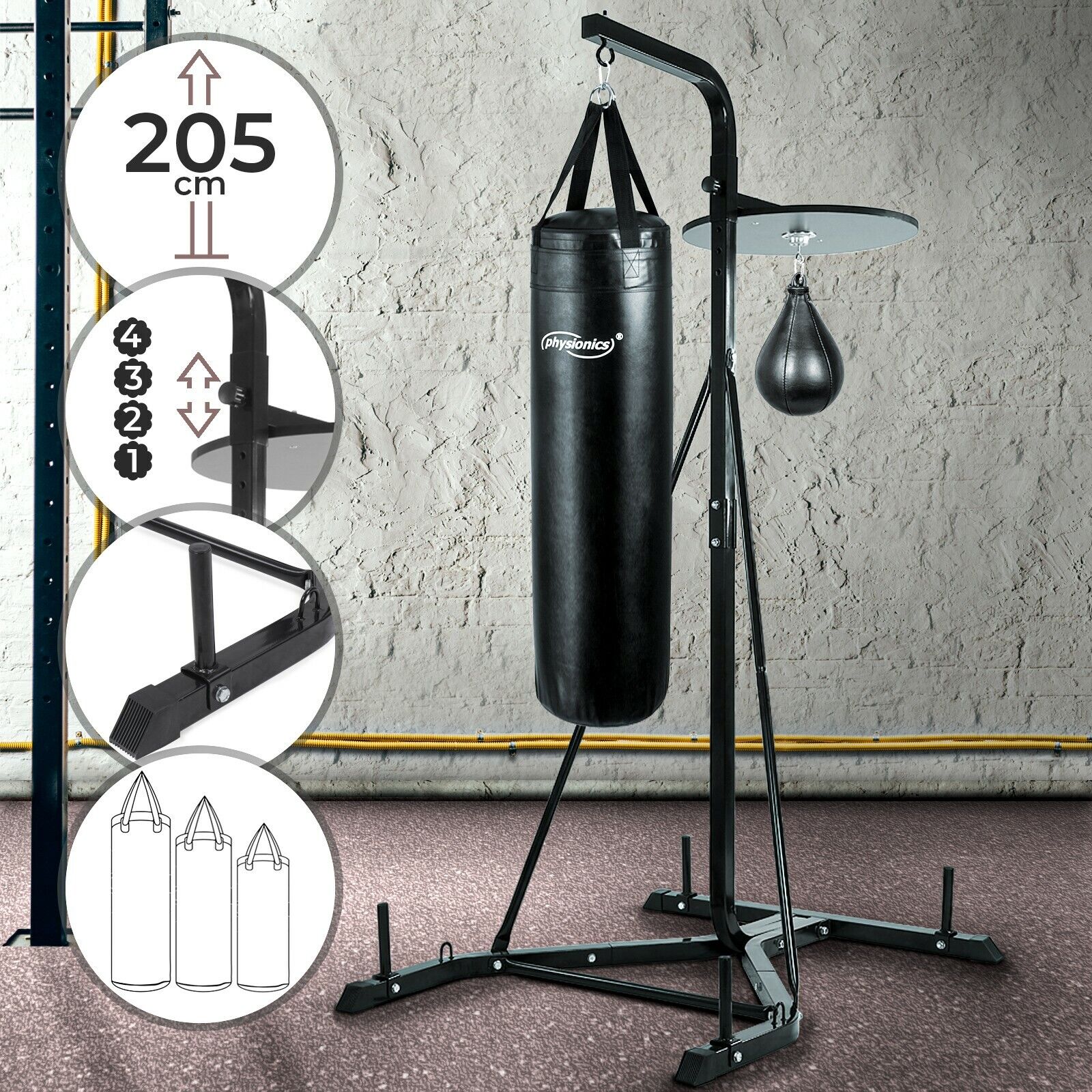 Physionics® Supporto Sacco da Boxe Stazione Autoportante Stand Punching Ball