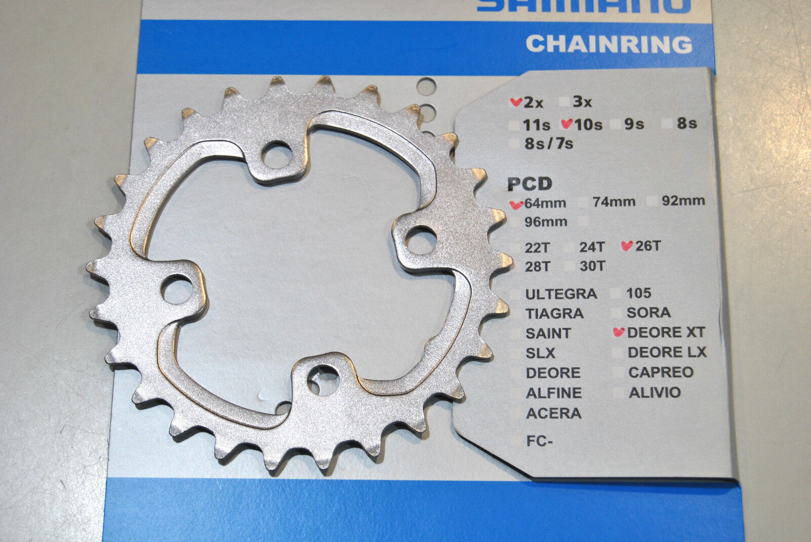 Corona SHIMANO XT 26T AK FC-M785 ( 38x26 ) CHAINRING SHIMANO XT 26T FC-M785